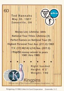 1990 Collect-A-Card Kingpins #60 Ted Hannahs Back